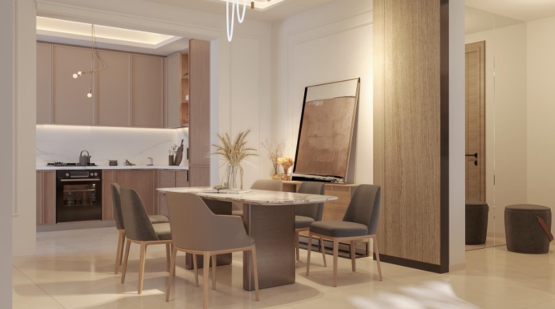 Dining area and open kitchen